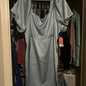 Blue Satin Dress